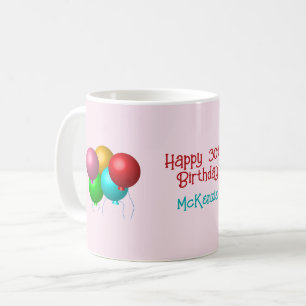 Personalisiert Happy Birthday Balloons 30. Geburts Kaffeetasse