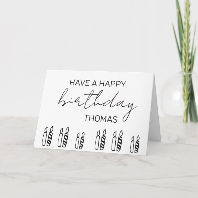 Personalisiert Happy Birthday Candles Minimalistis Karte (Vorderseite)