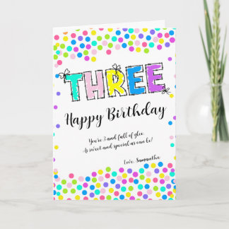 Personalisiert Happy Birthday Card Girl Age 3 Karte