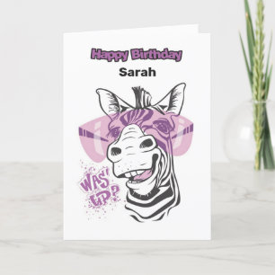 Personalisiert Happy Birthday Card - Glamour Zebra Karte
