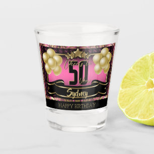 Personalisiert Happy Birthday Celebration - Pink Schnapsglas
