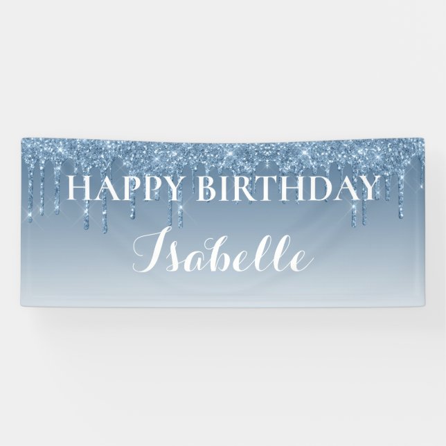Personalisiert Happy Birthday Dripping Glitzer Banner (Horizontal)