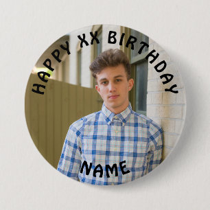 Personalisiert Happy Birthday Foto Name and Age Ab Button