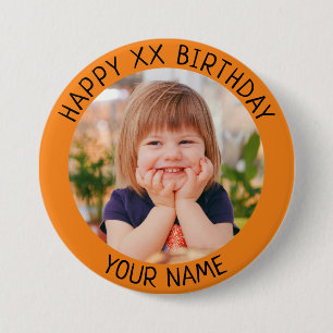 Personalisiert Happy Birthday Foto Name und Alter Button
