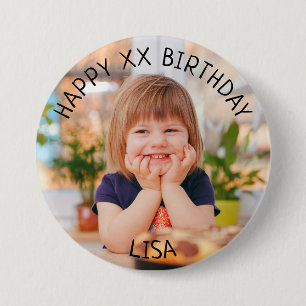 Personalisiert Happy Birthday Foto Name und Alter Button