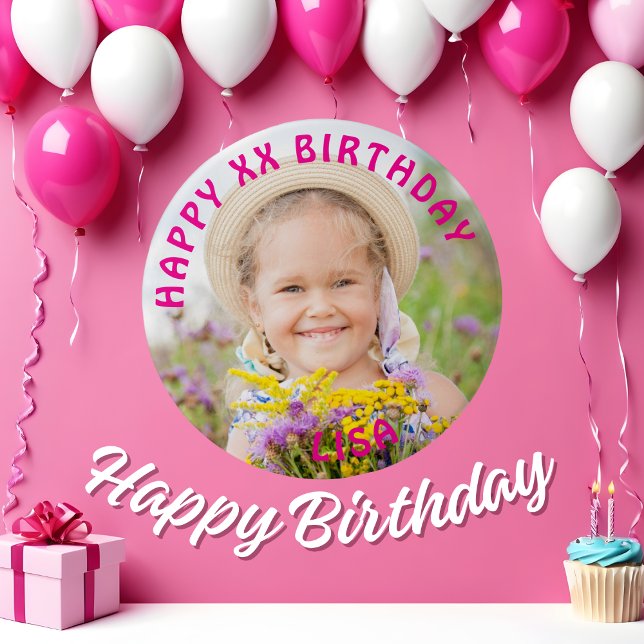 Personalisiert Happy Birthday Foto Name und Alter Button (Von Creator hochgeladen)