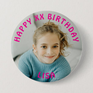 Personalisiert Happy Birthday Foto Name und Alter Button