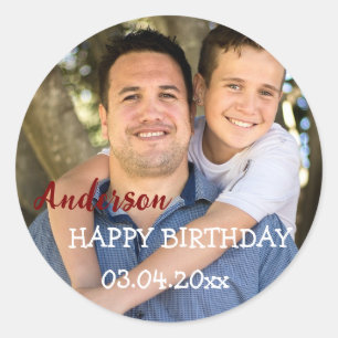 Personalisiert Happy Birthday Foto Party Runder Aufkleber