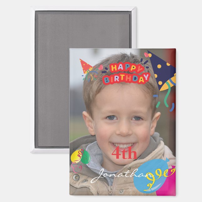 Personalisiert Happy Birthday Foto Rectangle Magne Magnet (Vorderseite/Rückseite)