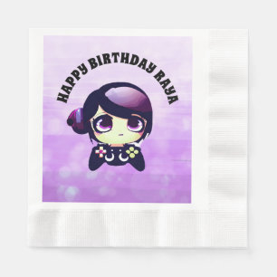 Personalisiert Happy Birthday Gaming Thema Lila Serviette