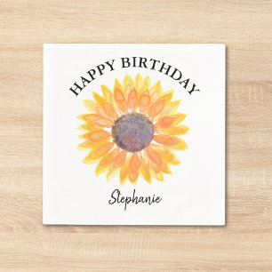 Personalisiert Happy Birthday Gelbe Sonnenblume Serviette
