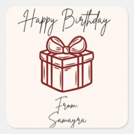 Personalisiert Happy Birthday Geschenksticker Quadratischer Aufkleber