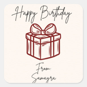 Personalisiert Happy Birthday Geschenksticker Quadratischer Aufkleber