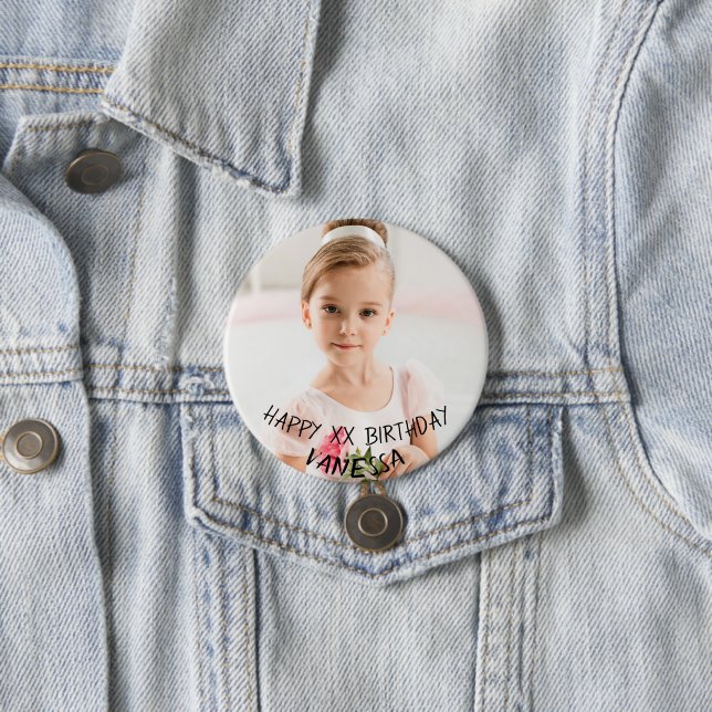 Personalisiert Happy Birthday Girl Button (Beispiel)