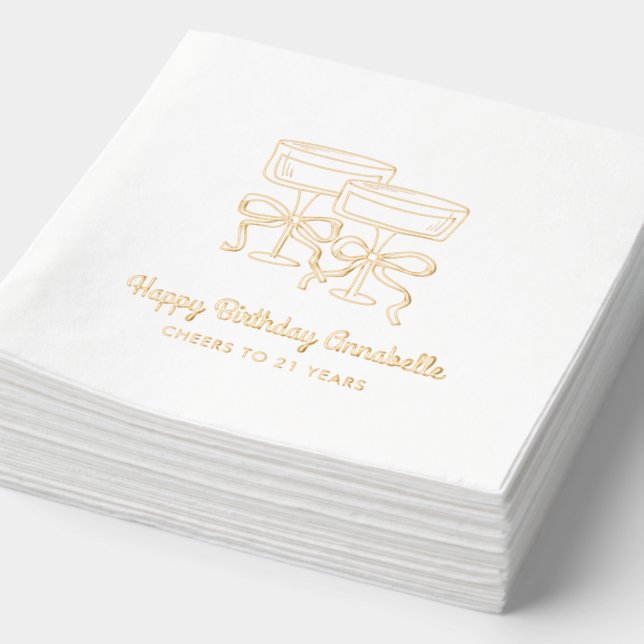 Personalisiert Happy Birthday Gold Cocktail Napkin Servietten Mit Folie (Ausschnitt)