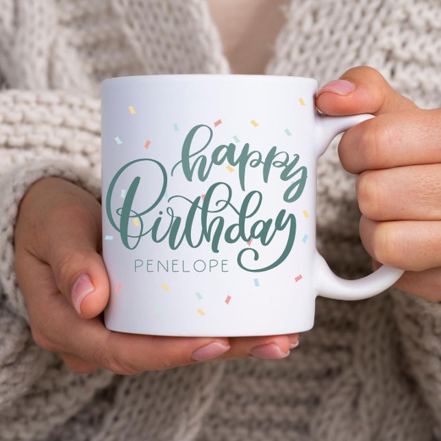 Personalisiert Happy Birthday Kaffeetasse (Personalized Happy Birthday mug, mug with name, birthday mug, custom birthday mug, )