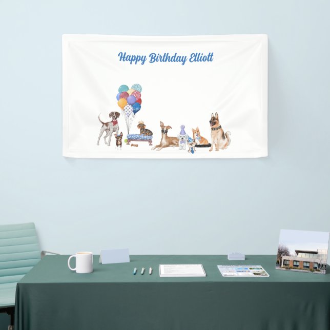 Personalisiert Happy Birthday Kanine Hunde Rassen Banner (Messeveranstaltung)