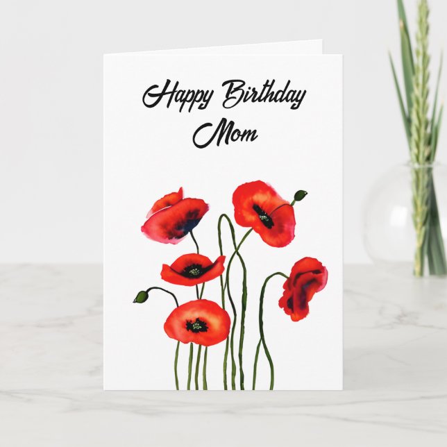 Personalisiert Happy Birthday Mama Hübsch Poppies Karte (Vorderseite)