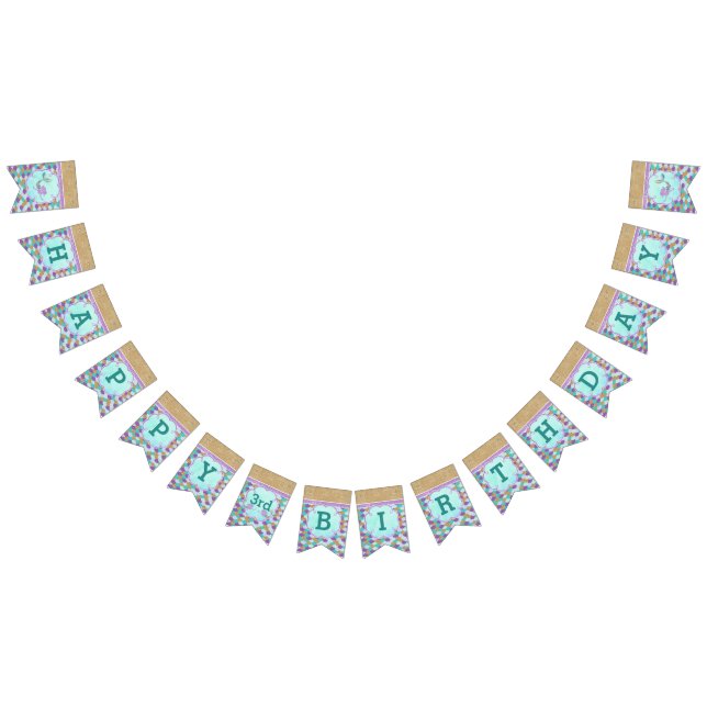 Personalisiert Happy Birthday Mermaid Party Wimpelkette (Alle)
