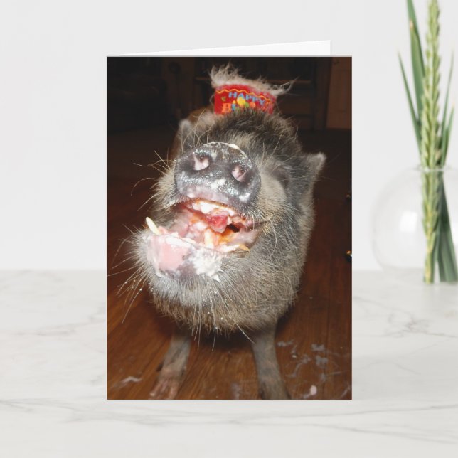 Personalisiert Happy Birthday Mini Pig Karte (Vorderseite)