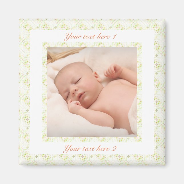 Personalisiert Happy Birthday Mum Green Foto Gesch Magnet (Vorne)