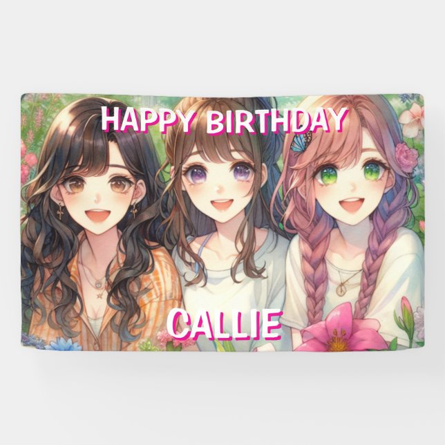 Personalisiert Happy Birthday Party Banner (Horizontal)