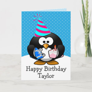 Personalisiert Happy Birthday Pinguin Kids Card Karte
