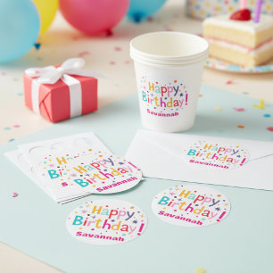 Personalisiert Happy Birthday Retro Runder Aufkleber