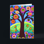 Personalisiert Happy Birthday Sister Karte<br><div class="desc">Schwester Birthday Card. Farbenfrohe skurrile Kunstwerke. Baum in Gelb,  Weiß,  Blau und Lila Blumen und Blätter. Die künstlerische Intelligenz erzeugte Kunst.</div>