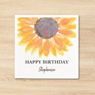 Personalisiert Happy Birthday Sonnenblume Serviette