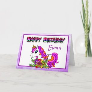 Personalisiert Happy Birthday Unicorn Girl's  Karte