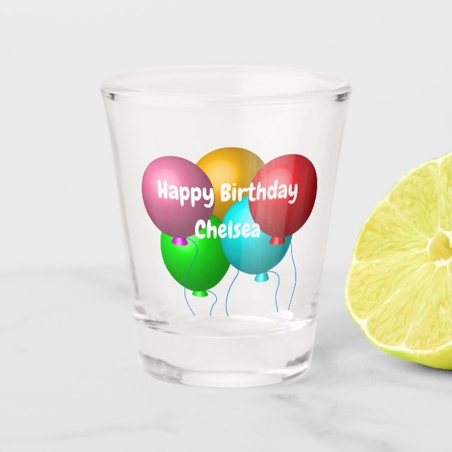 Personalisiert Happy Birthday Vibes Helium Balloon Schnapsglas (Vorderseite)