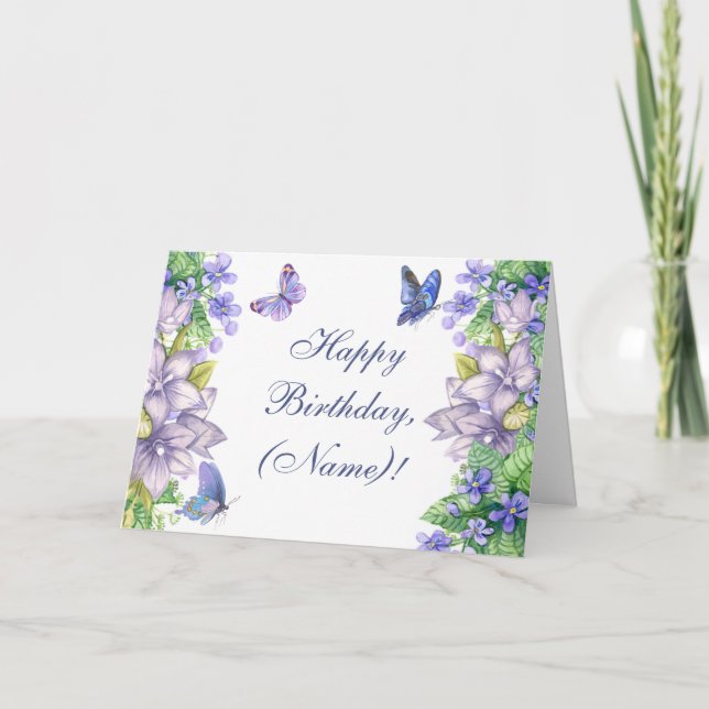Personalisiert Happy Birthday Vintag Floral Karte (Vorderseite)