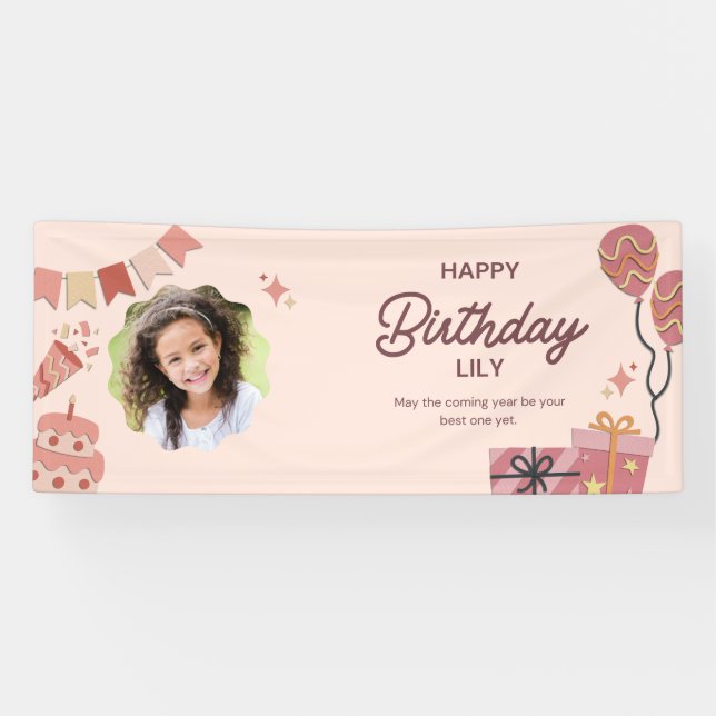 Personalisiert Happy Birthday Vinyl Banner (Horizontal)