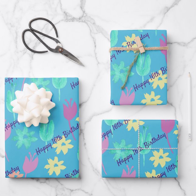 Personalisiert Happy Birthday Wrapping Paper Geschenkpapier Set (Vorderseite)