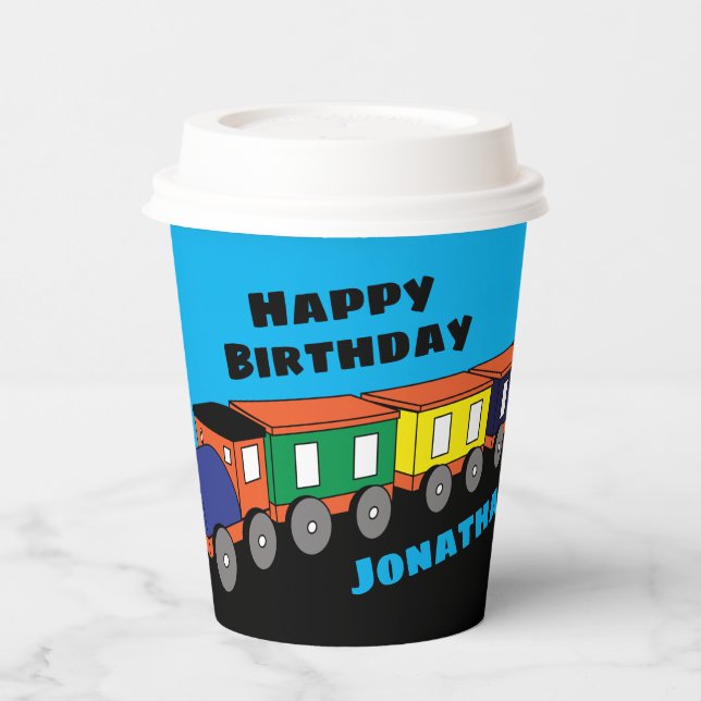 Personalisiert Happy Birthday Zug Pappbecher (Links)