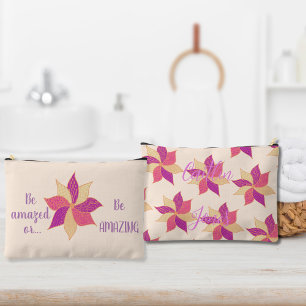 Personalisiert Happy Blume Accessory Pouch Zubehörtasche