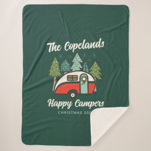 Personalisiert Happy Campers Weihnachten Sherpadecke