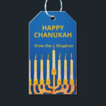 Personalisiert Happy Chanukah Menorah Geschenkanhänger<br><div class="desc">Personalisiert Happy Chanukah Menorah Geschenk Tags. Ändern Sie den Namen vor der Bestellung. Kann auch Nachrichten auf der Rückseite personalisieren.</div>