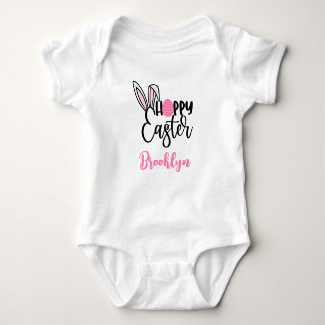 Personalisiert Happy Easter Baby One Piece Bodysui Strampler (Vorderseite)