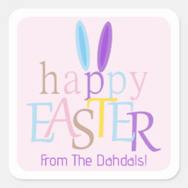 Personalisiert Happy Easter Bunny Oars Pastellfarb Quadratischer Aufkleber