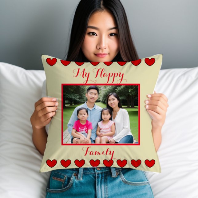 Personalisiert Happy Family Throw Kissen mit Foto (Von Creator hochgeladen)