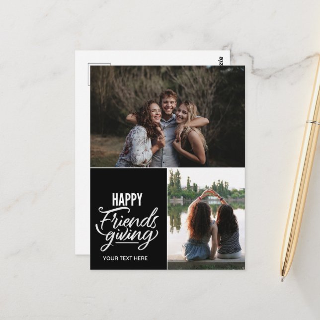 Personalisiert Happy Friendsgiving Postcard Postkarte (Vorderseite/Rückseite Beispiel)