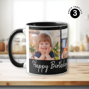 Personalisiert Happy Geburtstag 3 Foto Collage Bla Tasse