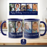 Personalisiert Happy Geburtstag 5 Foto Collage Blu Tasse<br><div class="desc">Einzigartige Sake-Tasse Geschenk für Großeltern Geburtstag mit Geburtstagstypografie und 5 Fotos Enkel mit ihren Namen.</div>