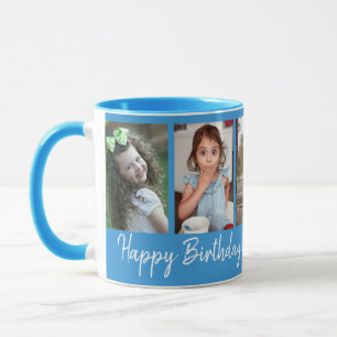 Personalisiert Happy Geburtstag 5 Foto Collage Blu Tasse