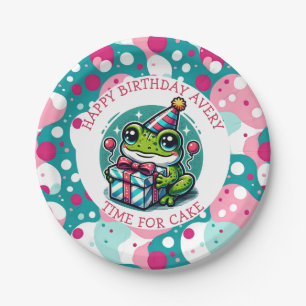 Personalisiert Happy Geburtstag Frog Themed Pappteller