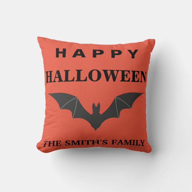 Personalisiert Happy Halloween Bat Kissen (Vorderseite)