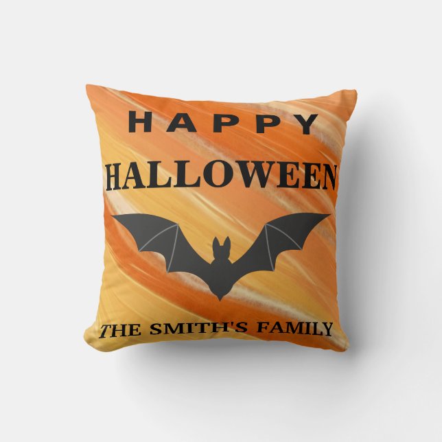 Personalisiert Happy Halloween Bat Kissen (Vorderseite)