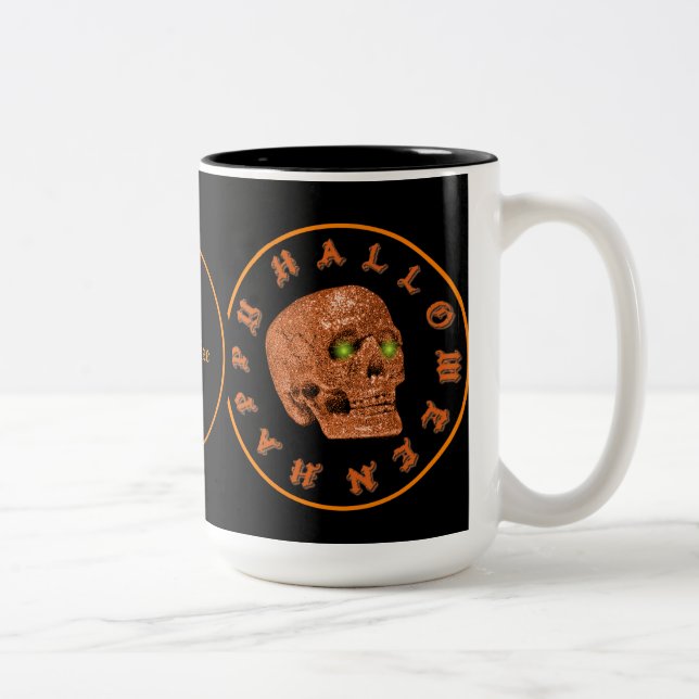 Personalisiert Happy Halloween Glitzer Skull Tasse (Rechts)